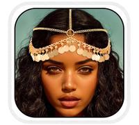 GORTIN Diadema dorada de lentejuelas bohemias, accesorios para el cabello para mujer, disfraz de festival