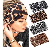 GORTIN Diademas extra anchas para mujer, con estampado de leopardo, diadema africana, turbante de guepardo, paquete de 4