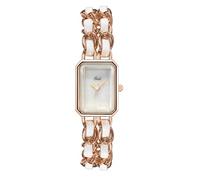 Gosasa Elegante reloj de vestir para mujer, cadena trenzada, pulsera cuadrada de moda, retro, minimalista, analógico, cuarzo, impermeable, reloj de mujer, Rosa Blanco, Elegante