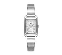 Gosasa Elegante reloj rectangular de lujo para mujer, esfera con números romanos, diseño clásico de moda, elegante reloj de cuarzo impermeable para mujer, plateado, Elegante