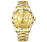 Gosasa Reloj analógico de cuarzo para hombre y mujer, de acero inoxidable, con números romanos, resistente al agua, con calendario, fecha, color dorado y plateado, Hawaian Beach, Hombres