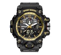 Gosasa Reloj analógico digital de estilo militar, esfera grande de 2.2 pulgadas, resistente al agua hasta 50 m, doble zona horaria, alarma, retroiluminación LED, cronómetro, correa de poliuretano,