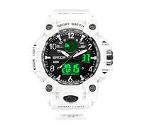 Gosasa Reloj analógico digital de estilo militar, esfera grande de 2.2 pulgadas, resistente al agua hasta 50 m, doble zona horaria, alarma, retroiluminación LED, cronómetro, correa de poliuretano,