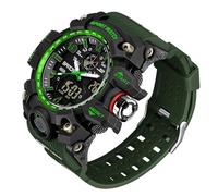 Gosasa Reloj analógico digital de estilo militar, esfera grande de 2.2 pulgadas, resistente al agua hasta 50 m, doble zona horaria, alarma, retroiluminación LED, cronómetro, correa de poliuretano,