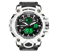 Gosasa Reloj analógico digital de estilo militar, esfera grande de 2.2 pulgadas, resistente al agua hasta 50 m, doble zona horaria, alarma, retroiluminación LED, cronómetro, correa de poliuretano,