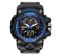 Gosasa Reloj analógico digital de estilo militar, esfera grande de 2.2 pulgadas, resistente al agua hasta 50 m, doble zona horaria, alarma, retroiluminación LED, cronómetro, correa de poliuretano,