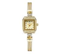 Gosasa Reloj clásico retro cuadrado para mujer, esfera con números arábigos, elegante, resistente al agua, pulsera de cuarzo, fácil de leer, Dorado, Moda