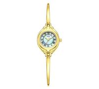Gosasa Reloj clásico vintage para mujer con esfera pequeña y correa fina, elegante, analógico, reloj de pulsera para mujer, resistente al agua, de cuarzo, dorado, Dorado, verde , Elegante