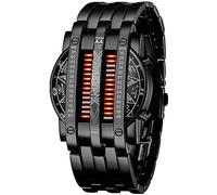 Gosasa Reloj de acero inoxidable estilo lava para hombre, reloj digital LED rojo y azul, reloj de pulsera negro, Z Negro Rojo