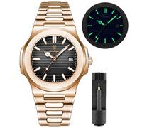 Gosasa Reloj de Acero Inoxidable para Hombre, Relojes Analógicos de Cuarzo para Hombres con Fecha, Reloj de Pulsera de Vestir de Negocios Resistente al Agua y Luminoso, Reloj Clásico Casual de Moda