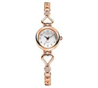 Gosasa Reloj de pulsera de cuarzo para mujer, elegante, resistente al agua, correa de acero inoxidable, reloj de lujo para mujer, Rosa Blanco, Elegante