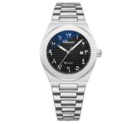 Gosasa Reloj de pulsera de lujo para hombre, cronografía, de cuarzo, con calendario, luminoso, a la moda, impermeable, correa de acero inoxidable, T-Plata Negro, Negocios