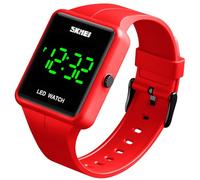 Gosasa Reloj de pulsera digital LED de esfera grande con fecha y hora, resistente al agua, 3 bares, para hombre y mujer, rosso, Digital, movimiento de cuarzo