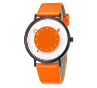 Gosasa Reloj de pulsera minimalista informal unisex de cuarzo, diseño único de manos, reloj de pulsera deportivo impermeable para hombres y mujeres con correa de cuero, Naranja, Único