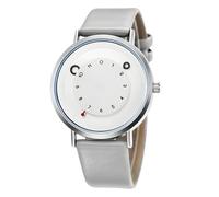 Gosasa Reloj de pulsera minimalista informal unisex de cuarzo, diseño único de manos, reloj de pulsera deportivo impermeable para hombres y mujeres con correa de cuero, Gris, Único