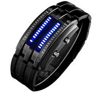 Gosasa Reloj de pulsera para hombre, LED, digital, clásico, impermeable, de acero inoxidable, color negro, Negro -, Digital, movimiento de cuarzo