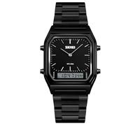 Gosasa Reloj de pulsera unisex, resistente al agua, militar, analógico, digital, con cronógrafo LED multitiempo, relojes de negocios de acero inoxidable para hombre, Negro (Full Black), M, Casual