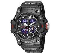 Gosasa Reloj deportivo digital de esfera grande para hombre, reloj militar con retroiluminación LED, resistente al agua, reloj electrónico para hombre (negro), Negro Negro, Japonés