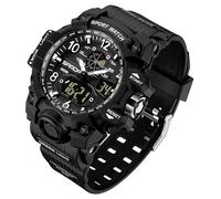 Gosasa Reloj deportivo digital para mujer, 5 ATM, resistente al agua, luz LED, esfera grande, analógico, multifuncional, reloj de pulsera con alarma, cronómetro, calendario, timbre por hora, Todo