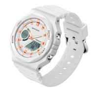 Gosasa Reloj deportivo digital para mujer, 5 ATM, resistente al agua, luz LED, esfera grande, analógico, multifuncional, reloj de pulsera con alarma, cronómetro, calendario, timbre por hora, Z Blanco