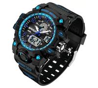 Gosasa Reloj deportivo digital para mujer, 5 ATM, resistente al agua, luz LED, esfera grande, analógico, multifuncional, reloj de pulsera con alarma, cronómetro, calendario, timbre por hora, Negro