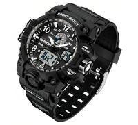 Gosasa Reloj deportivo digital para mujer, 5 ATM, resistente al agua, luz LED, esfera grande, analógico, multifuncional, reloj de pulsera con alarma, cronómetro, calendario, timbre por hora, hei bai