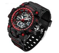 Gosasa Reloj deportivo digital para mujer, 5 ATM, resistente al agua, luz LED, esfera grande, analógico, multifuncional, reloj de pulsera con alarma, cronómetro, calendario, timbre por hora, negro