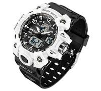 Gosasa Reloj deportivo digital para mujer, 5 ATM, resistente al agua, luz LED, esfera grande, analógico, multifuncional, reloj de pulsera con alarma, cronómetro, calendario, timbre por hora, Negro