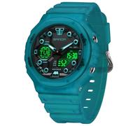Gosasa Reloj deportivo digital unisex 5ATM, impermeable, táctico, analógico, digital, con cronómetro, alarma, retroiluminación LED, correa transparente, estilo militar para hombres y mujeres, Azul