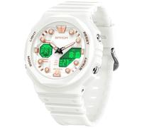 Gosasa Reloj deportivo digital unisex 5ATM, impermeable, táctico, analógico, digital, con cronómetro, alarma, retroiluminación LED, correa transparente, estilo militar para hombres y mujeres, Blanco