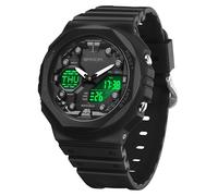 Gosasa Reloj deportivo digital unisex 5ATM, impermeable, táctico, analógico, digital, con cronómetro, alarma, retroiluminación LED, correa transparente, estilo militar para hombres y mujeres, Negro
