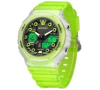 Gosasa Reloj deportivo digital unisex 5ATM, impermeable, táctico, analógico, digital, con cronómetro, alarma, retroiluminación LED, correa transparente, estilo militar para hombres y mujeres, B Verde