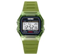 Gosasa Reloj deportivo digital unisex clásico de color transparente, correa de poliuretano impermeable hasta 30 m, reloj casual con retroiluminación EL, alarma, cronómetro, pantalla de 12/24 horas