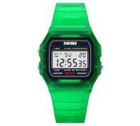 Gosasa Reloj deportivo digital unisex clásico de color transparente, correa de poliuretano impermeable hasta 30 m, reloj casual con retroiluminación EL, alarma, cronómetro, pantalla de 12/24 horas