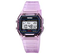 Gosasa Reloj Deportivo Digital Unisex clásico de Color Transparente, Correa de Poliuretano Impermeable hasta 30 m, Reloj Casual con retroiluminación EL, Alarma, cronómetro, Pantalla de 12/24 Horas