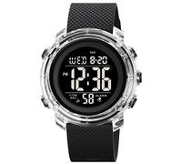 Gosasa Reloj deportivo para mujer para exteriores, reloj casual para mujer, calendario, visualización semanal, alarma, correa de goma impermeable, reloj digital LED, X-negro, Moda