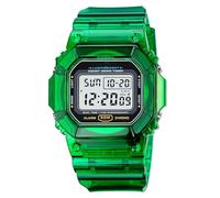 Gosasa Reloj digital cuadrado transparente para mujer y hombre, cronógrafo, cuenta regresiva, doble hora, resistente al agua, B verde