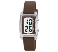 Gosasa Reloj digital unisex de moda para hombre y mujer, esfera de números grandes, esfera rectangular, correa de silicona impermeable, relojes LED, transparente café, Casual