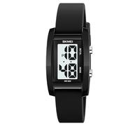 Gosasa Reloj digital unisex de moda para hombre y mujer, esfera de números grandes, esfera rectangular, correa de silicona impermeable, relojes LED, Negro -, Casual