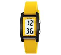 Gosasa Reloj digital unisex de moda para hombre y mujer, esfera de números grandes, esfera rectangular, correa de silicona impermeable, relojes LED, Amarillo, Casual