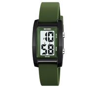 Gosasa Reloj digital unisex de moda para hombre y mujer, esfera de números grandes, esfera rectangular, correa de silicona impermeable, relojes LED, Verde, Casual