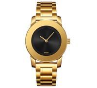 Gosasa Reloj minimalista de lujo para mujer, resistente al agua, elegante, de negocios, clásico, de cuarzo, con correa de acero inoxidable sólido, Negro dorado