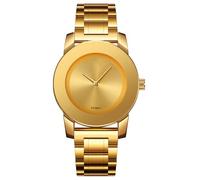 Gosasa Reloj minimalista de lujo para mujer, resistente al agua, elegante reloj de cuarzo clásico con correa de acero inoxidable sólido, Oro
