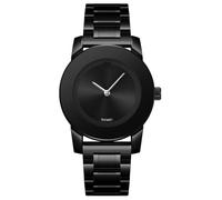 Gosasa Reloj minimalista de lujo para mujer, resistente al agua, elegante reloj de cuarzo clásico con correa de acero inoxidable sólido, Negro -