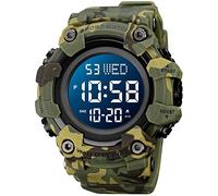 Gosasa Relojes deportivos militares digitales con forma de avión para hombre, con luz LED, resistentes al agua, E- Camuflaje verde, Digital