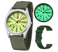 Gosasa Relojes militares unisex deportivo textil correa de nylon luminoso reloj de moda analógico cuarzo impermeable casual reloj de pulsera, verde luminoso