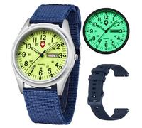 Gosasa Relojes militares unisex deportivos con correa de nailon elegante para hombre, reloj de moda luminoso, pantalla analógica, cuarzo, impermeable, reloj de pulsera casual, Luminoso azul., Casual