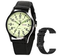 Gosasa Relojes militares unisex deportivos con correa de nailon y correa de nailon para hombre, luminosos, analógicos, de cuarzo, impermeable, casual, D-luz negra, Casual