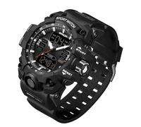 Gosasa Relojes para hombre multifunción militar S-Shock reloj deportivo LED digital resistente al agua relojes de alarma, 8069_negro, Militar