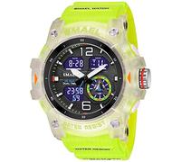 Gosasa Relojes para hombre, multifunción, militar, S-Shock, reloj deportivo LED, digital, resistente al agua, relojes con alarma, 8007_Translúcido y Verde, Deportes